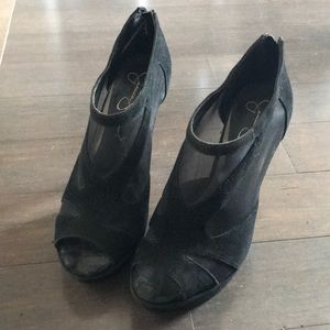 Jessica Simpson Caged Velvet / Mesh Booties Sz 8.5